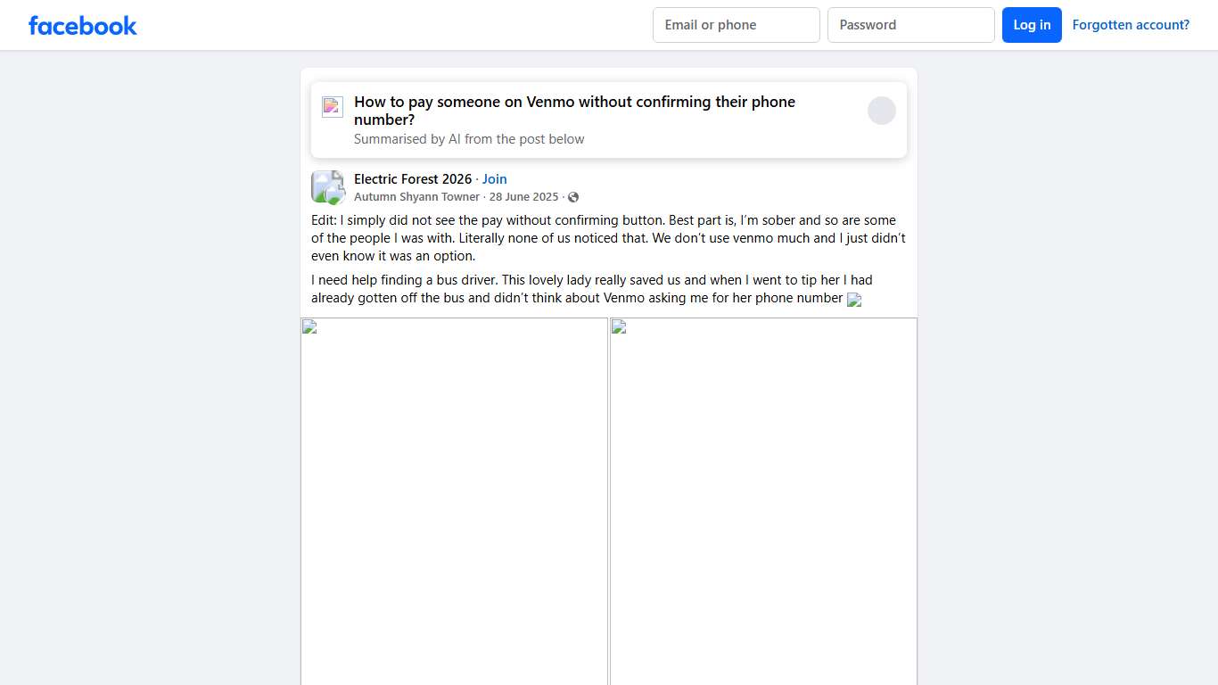 Electric Forest 2026 Edit: I simply did not see the pay without confirming button Facebook